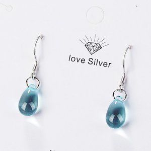 NEW 925 Sterling Silver Crystal Waterdrop Earrings